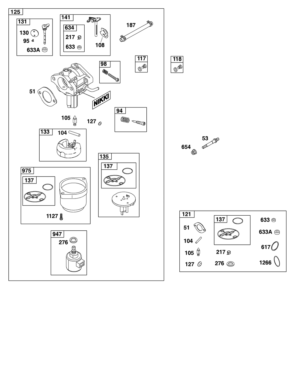 Carburetor Group Diagram and Parts List for 21R807-0039-B5 200000 - 399999 Briggs and Stratton Engine